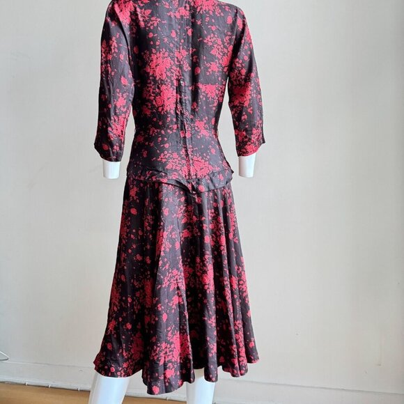 Vintage A Dress Town 50s does 40s Midi Floral Dress S - Picture 12 of 12